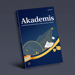 A striking book cover design for the journal titled 'Akademis: Jurnal Mahasiswa Ekonomi dan Bisnis Universitas Prabumulih'