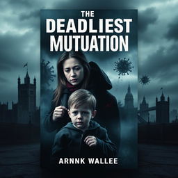 A striking and dramatic book cover design for a novel titled 'The Deadliest Mutation'