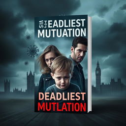 A striking and dramatic book cover design for a novel titled 'The Deadliest Mutation'