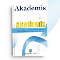 A book cover design featuring the title "Akademis: Jurnal Mahasiswa Ekonomi dan Bisnis Universitas Prabumulih" in bold, modern typography