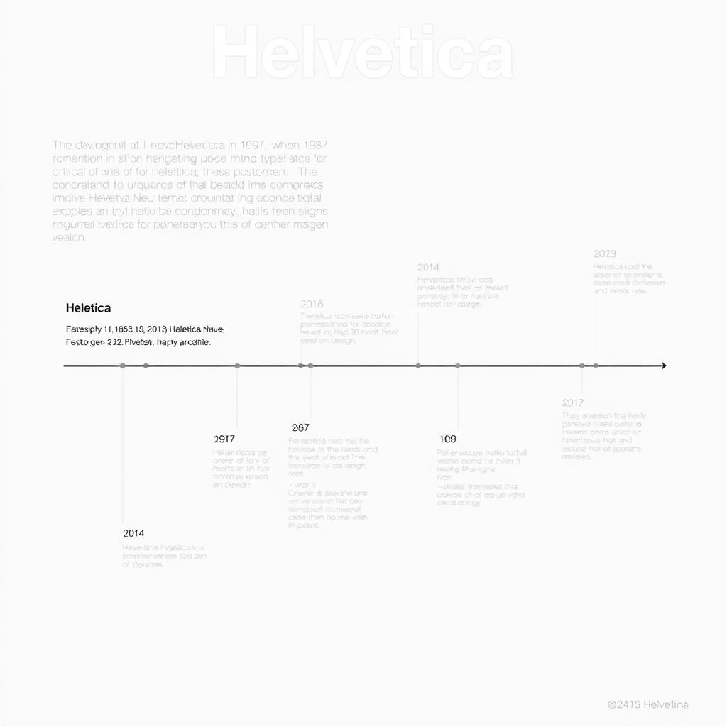 An infographic or mini-timeline showcasing the evolution of Helvetica, created on an A3 size artboard using Adobe Illustrator