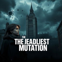 A dramatic and realistic scene set in a dystopian England, depicting a couple with a worried expression as they look at their 6-year-old child who is showing signs of illness