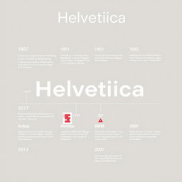 A minimalistic infographic design on Adobe Illustrator showcasing the evolution of the Helvetica typeface on an A3 size artboard