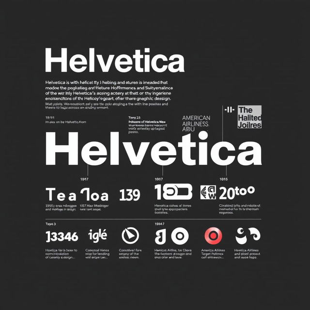 A clean, minimalistic infographic design on an A3 size artboard showcasing the evolution of the Helvetica typeface