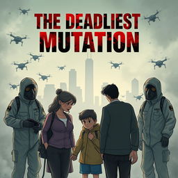 In a dystopian future, a couple and their 6-year-old child are surrounded by a foggy, contaminated environment signifying a deadly virus in the air