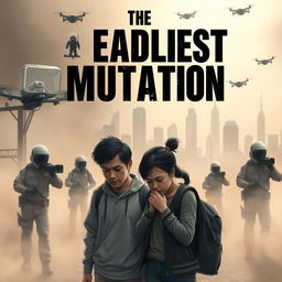 In a dystopian future, a couple and their 6-year-old child are surrounded by a foggy, contaminated environment signifying a deadly virus in the air