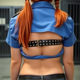 A close-up view from behind showcasing a round, attractive booty with the top of the butt crack slightly visible