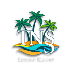 A luxurious and elegant logo design for a resort named 'TNS'