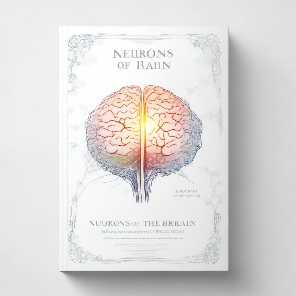 A high-quality digital art image showcasing a book titled 'Neurons of the Brain' on a pristine white background