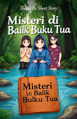 A book cover for a short story titled 'Misteri di Balik Buku Tua'