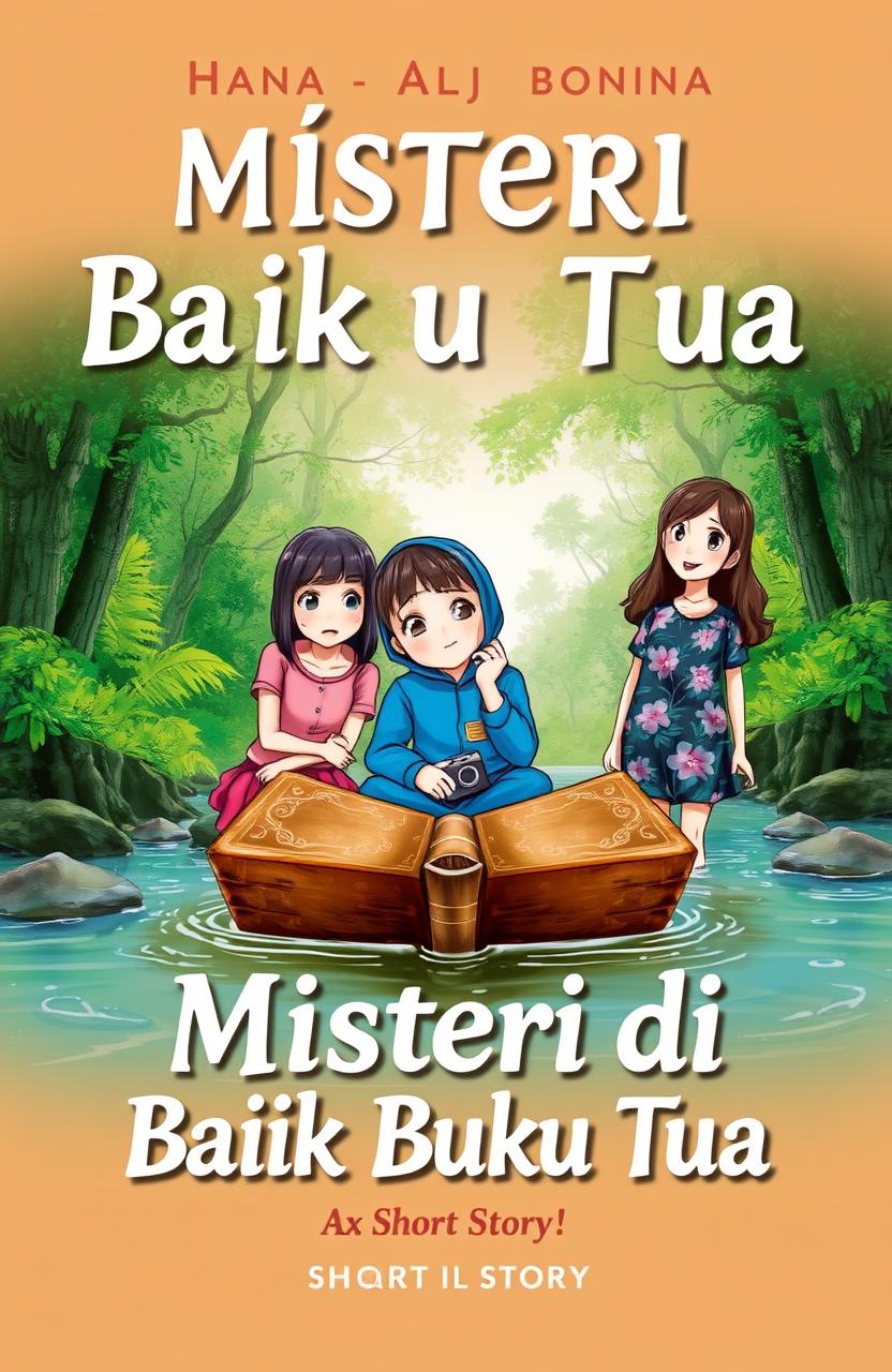 A book cover for a short story titled 'Misteri di Balik Buku Tua'