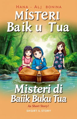 A book cover for a short story titled 'Misteri di Balik Buku Tua'