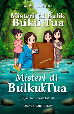 A book cover for a short story titled 'Misteri di Balik Buku Tua'