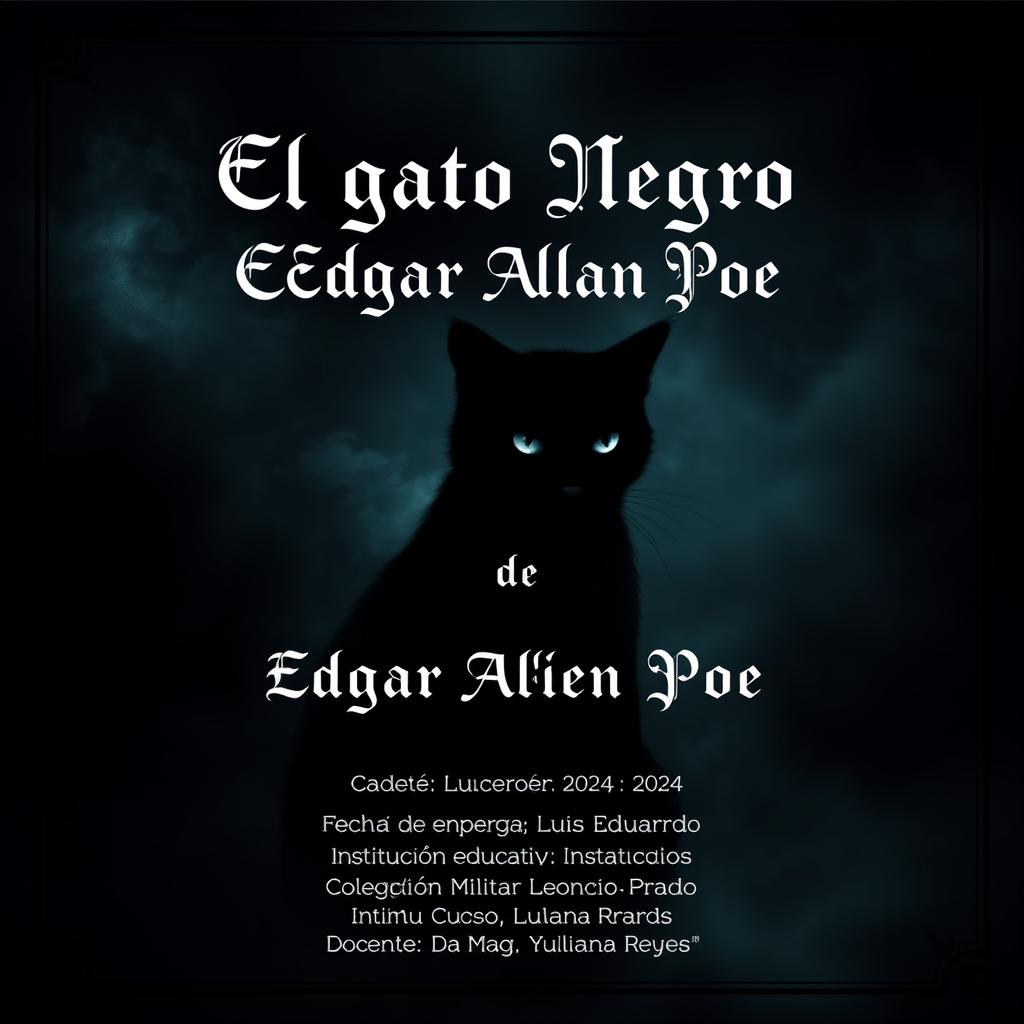 Create a striking cover design for a monograph titled 'El gato negro de Edgar Allan Poe'