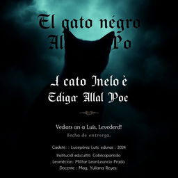Create a striking cover design for a monograph titled 'El gato negro de Edgar Allan Poe'
