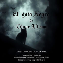 Create a striking cover design for a monograph titled 'El gato negro de Edgar Allan Poe'