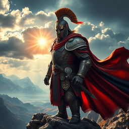 A vivid and striking image of a powerful warrior clad in ornate armor, exuding confidence and strength