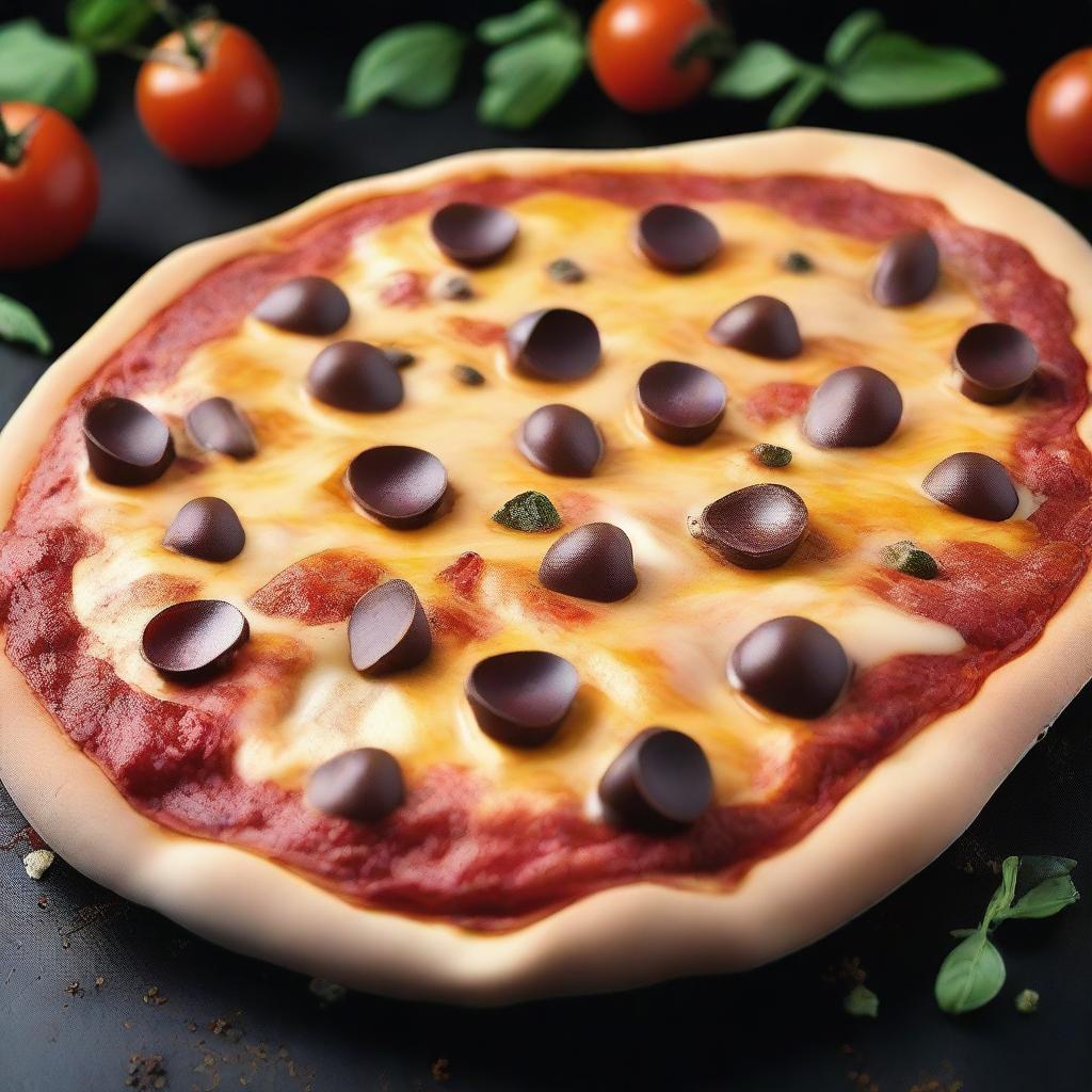 A high-quality, hyper-realistic photograph of a tantalizing barbeque pizza