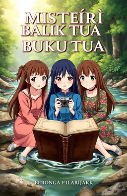 An anime-style book cover titled 'MISTERI DI BALIK BUKU TUA'