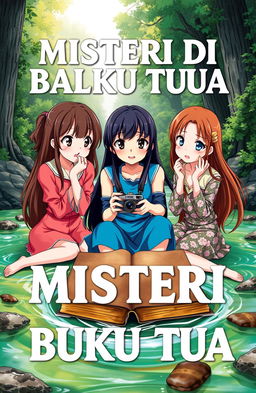 An anime-style book cover titled 'MISTERI DI BALIK BUKU TUA'