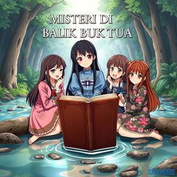 An anime-style book cover titled 'MISTERI DI BALIK BUKU TUA'