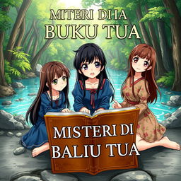 An anime-style book cover titled 'MISTERI DI BALIK BUKU TUA'