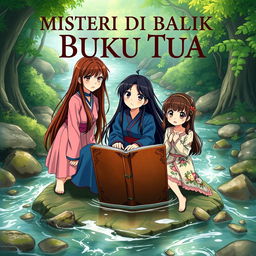 An anime-style book cover titled 'MISTERI DI BALIK BUKU TUA'