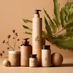 Design individual units of a natural cosmetics product range, with attractive, eco-friendly packaging featuring botanical elements and soothing earth tones.