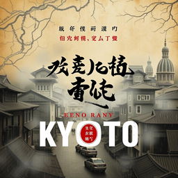 A visually striking book cover for the title 'Тени дождливого Киото' (Shadows of Rainy Kyoto), representing the fusion of past and present