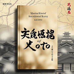 A visually striking book cover for the title 'Тени дождливого Киото' (Shadows of Rainy Kyoto), representing the fusion of past and present
