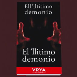 A book cover for 'El último demonio', featuring a blurred figure of the protagonist at the center engulfed in a dark shadow that takes the form of two hands reaching out towards him