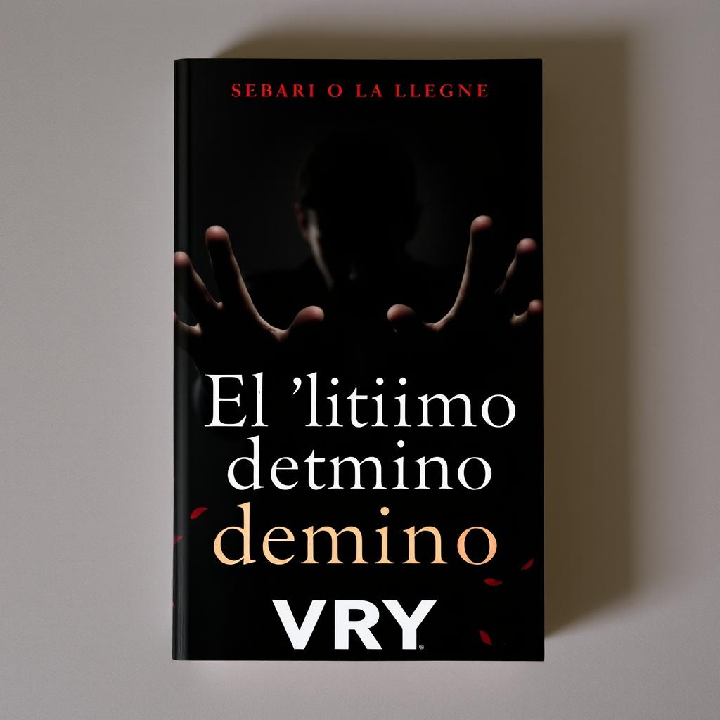 A book cover for 'El último demonio', featuring a blurred figure of the protagonist at the center engulfed in a dark shadow that takes the form of two hands reaching out towards him