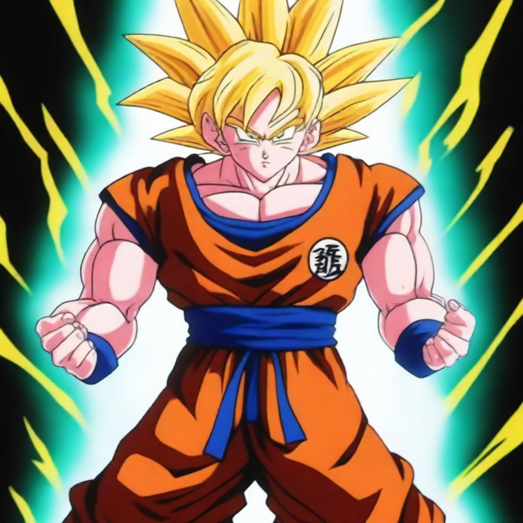 A high-quality digital art image featuring Goku from the Dragonball Z universe