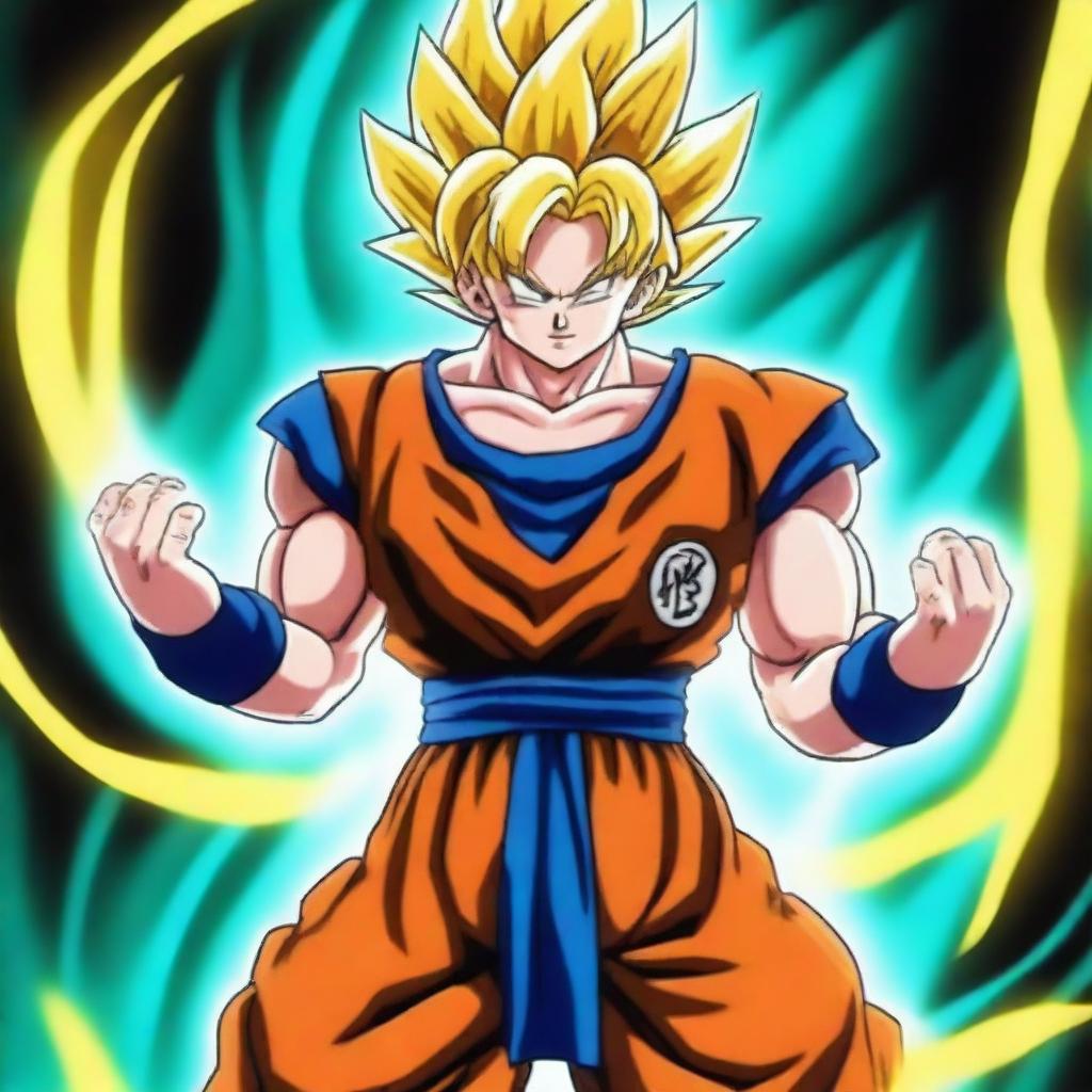 A high-quality digital art image featuring Goku from the Dragonball Z universe