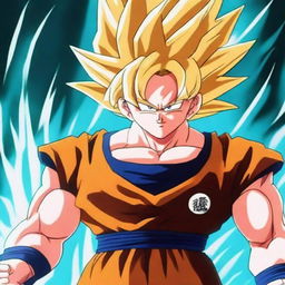 A high-quality digital art image featuring Goku from the Dragonball Z universe