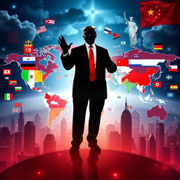 A dramatic and thought-provoking depiction of a global political landscape influenced by Donald Trump