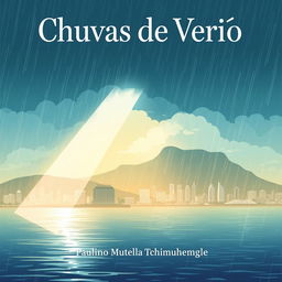 A striking minimalist book cover design featuring the title "Chuvas de Verão" prominently displayed at the top in elegant, classic white typography with a subtle shadow effect for depth