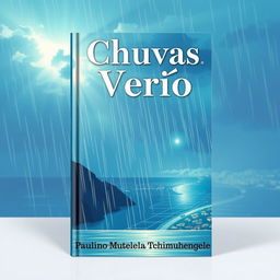 A striking minimalist book cover design featuring the title "Chuvas de Verão" prominently displayed at the top in elegant, classic white typography with a subtle shadow effect for depth