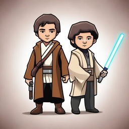 This is a high-resolution digital art representation of a passport photo featuring two characters from the Star Wars universe