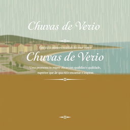 A minimalist back cover design complementing the front cover of "Chuvas de Verão", featuring a continuation of the 1960s coastal city illustration style