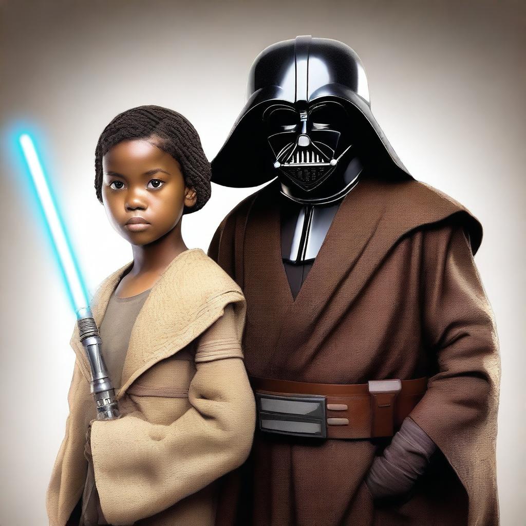 This is a high-resolution digital art representation of a passport photo featuring two characters from the Star Wars universe