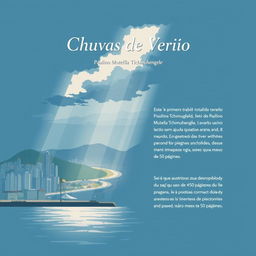 A striking minimalist book cover design featuring the title "Chuvas de Verão" prominently displayed at the top in elegant, classic white typography with a subtle shadow effect for depth