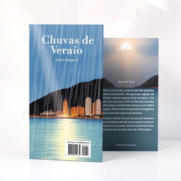 A striking minimalist book cover design featuring the title "Chuvas de Verão" prominently displayed at the top in elegant, classic white typography with a subtle shadow effect for depth