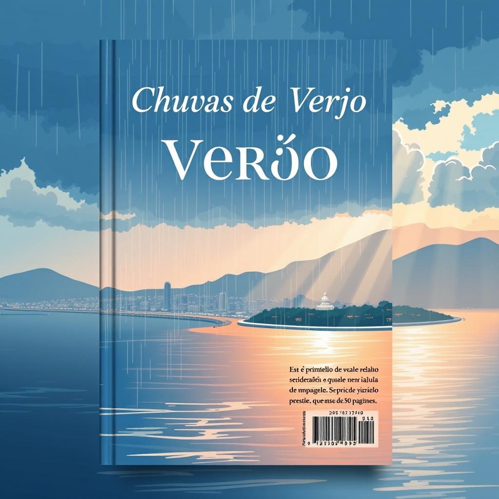 A striking minimalist book cover design featuring the title "Chuvas de Verão" prominently displayed at the top in elegant, classic white typography with a subtle shadow effect for depth