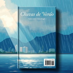 A striking minimalist book cover design featuring the title "Chuvas de Verão" prominently displayed at the top in elegant, classic white typography with a subtle shadow effect for depth