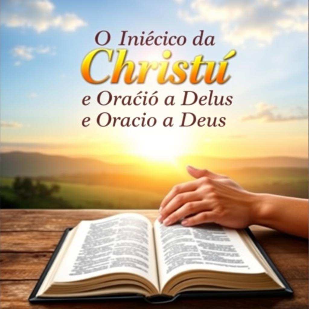 A book cover for "O Início da Vida Cristã e a Oração a Deus" featuring a serene and inspiring scene