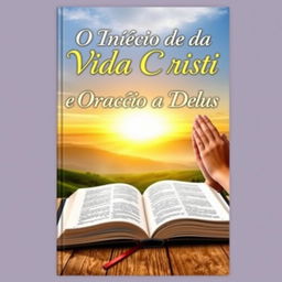 A book cover for "O Início da Vida Cristã e a Oração a Deus" featuring a serene and inspiring scene