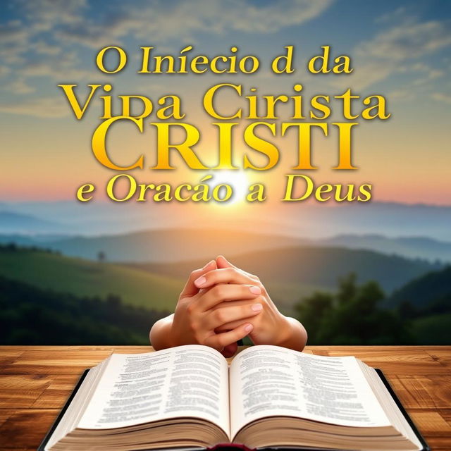 A book cover for "O Início da Vida Cristã e a Oração a Deus" featuring a serene and inspiring scene