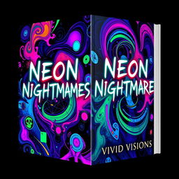 A captivating book cover design for 'Neon Nightmares' by Vivid Visions