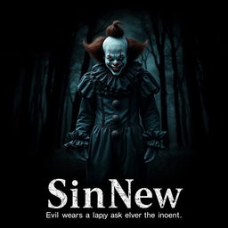 A chilling movie cover for a horror film titled 'SinNew'